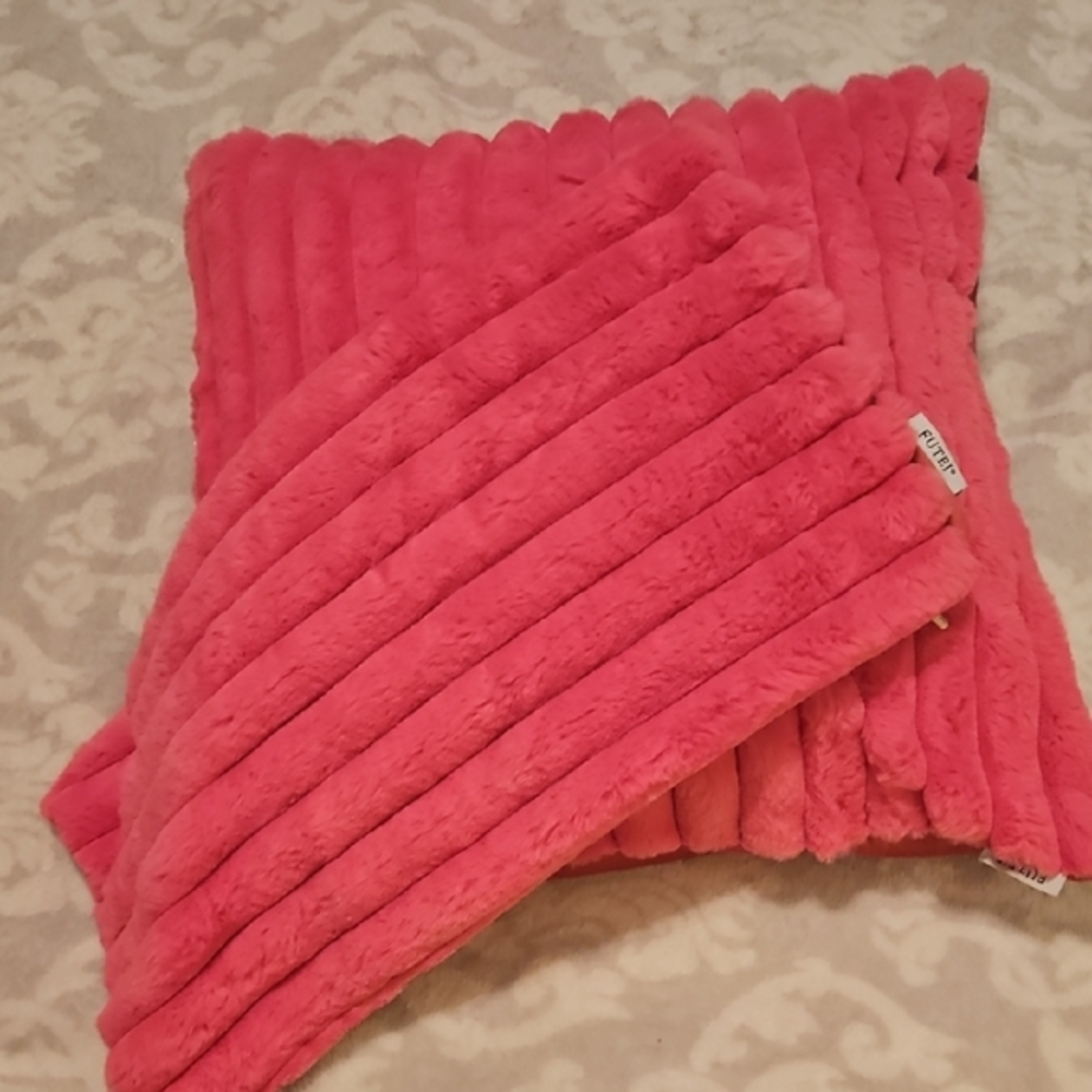 Fuzzy Pink Throw Pillow Covers